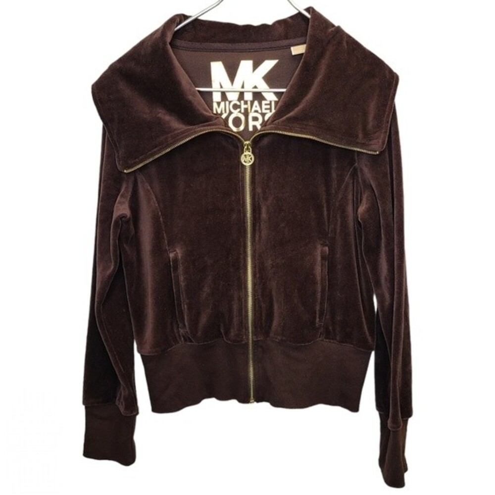 NWT Michael Kors Brown Velour Jacket L